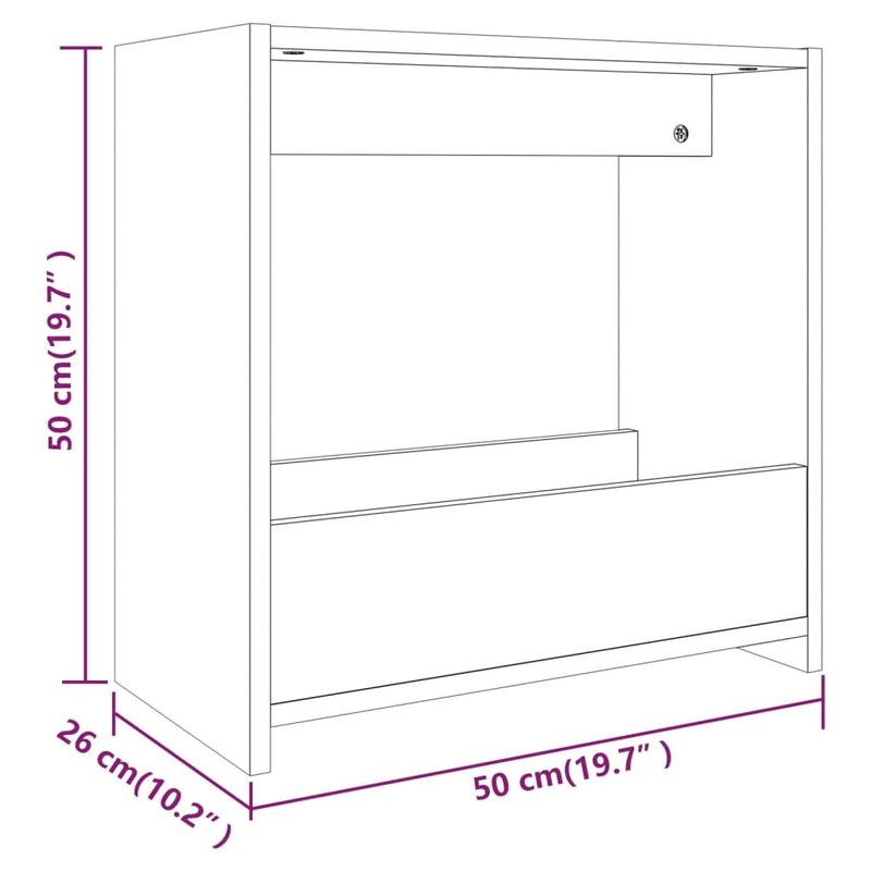vidaXL füstös tölgy színű szerelt fa kisasztal 50 x 26 x 50 cm