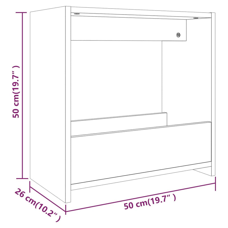 vidaXL szürke sonoma színű szerelt fa kisasztal 50 x 26 x 50 cm