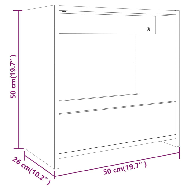 vidaXL barna tölgyszínű szerelt fa kisasztal 50 x 26 x 50 cm
