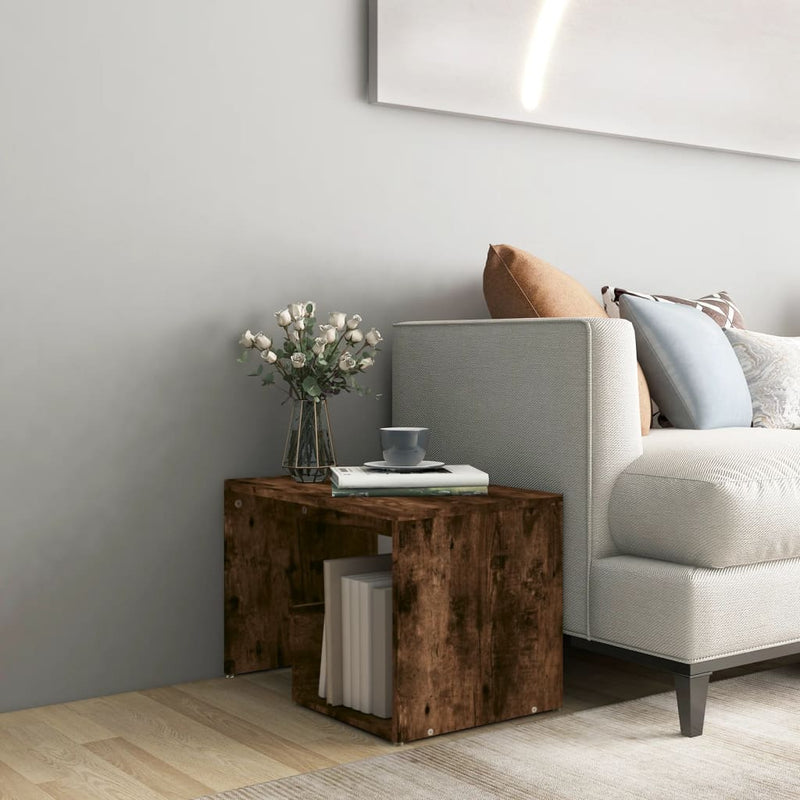 vidaXL füstös tölgy színű szerelt fa kisasztal 59 x 36 x 38 cm