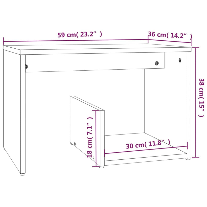 vidaXL szürke sonoma színű szerelt fa kisasztal 59x36x38 cm
