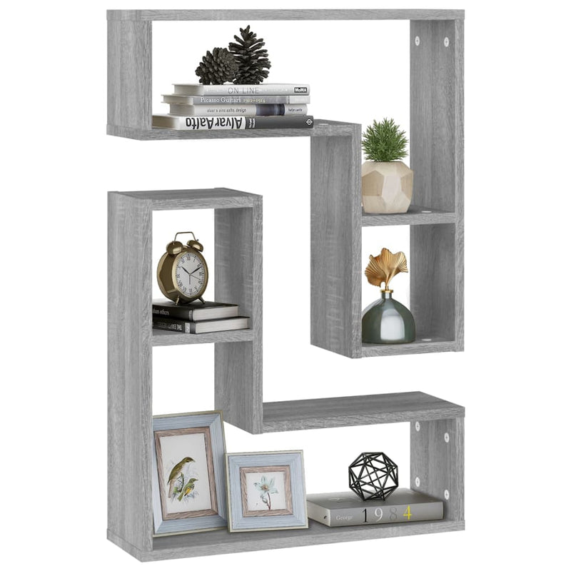 vidaXL 2 db szürke sonoma színű szerelt fa falipolc 50 x 15 x 50 cm