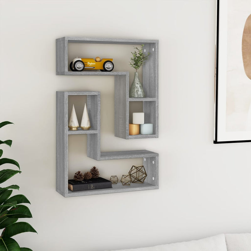 vidaXL 2 db szürke sonoma színű szerelt fa falipolc 50 x 15 x 50 cm