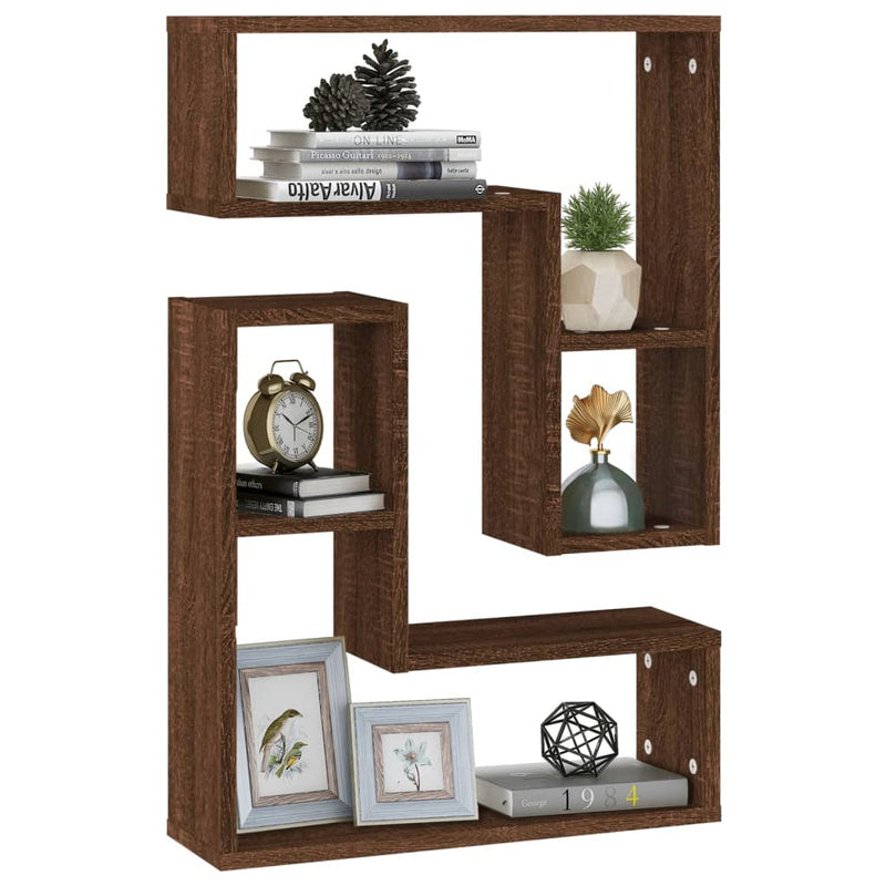 vidaXL 2 db barna tölgyszínű szerelt fa fali kockapolc 50 x 15 x 50 cm