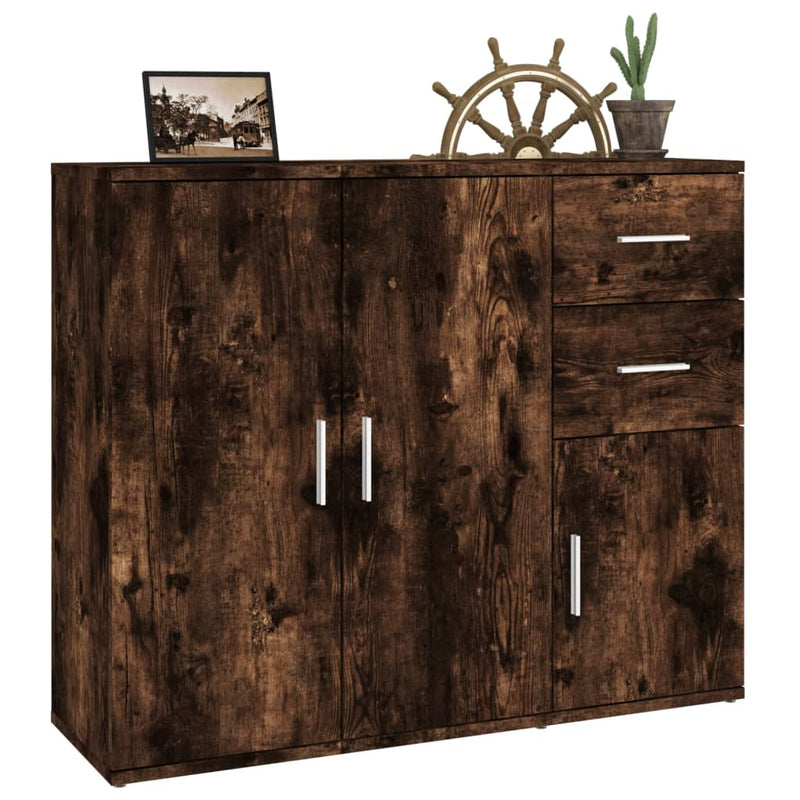 vidaXL füstös tölgy színű szerelt fa tálalószekrény 91x29,5x75 cm