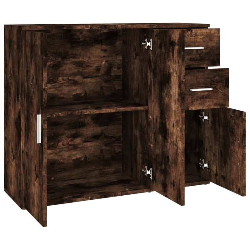 vidaXL füstös tölgy színű szerelt fa tálalószekrény 91x29,5x75 cm