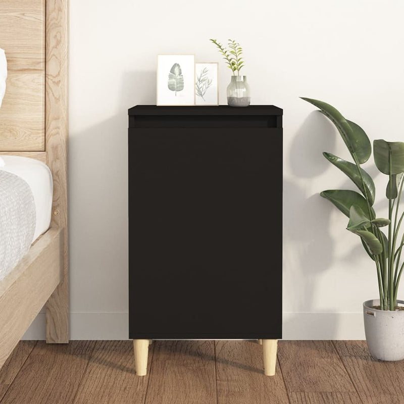 vidaXL fekete szerelt fa éjjeliszekrény 40x35x70 cm