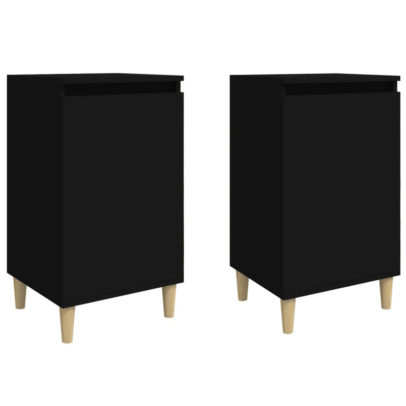 vidaXL 2 db fekete szerelt fa éjjeliszekrény 40x35x70 cm