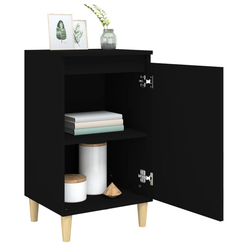 vidaXL 2 db fekete szerelt fa éjjeliszekrény 40x35x70 cm
