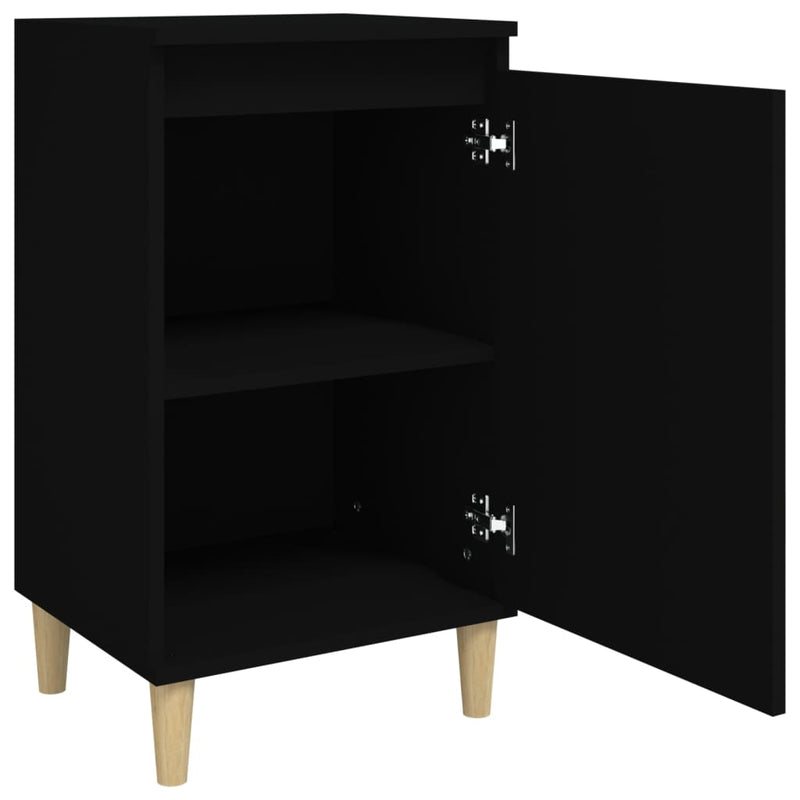 vidaXL 2 db fekete szerelt fa éjjeliszekrény 40x35x70 cm