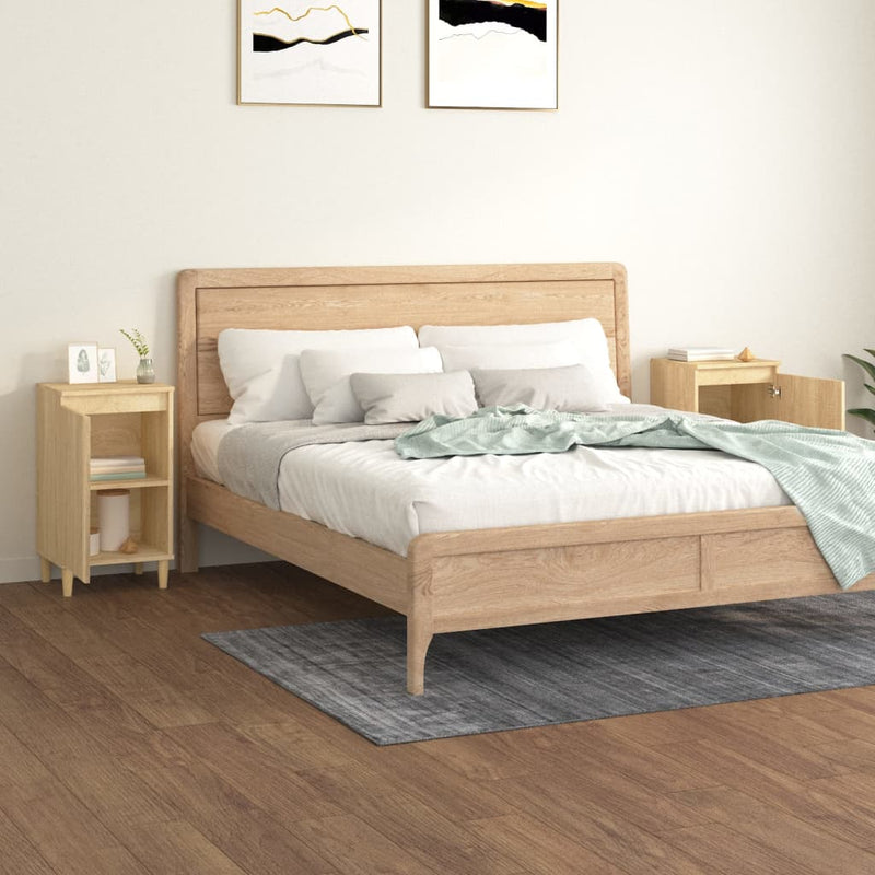 vidaXL 2 db sonoma tölgy színű szerelt fa éjjeliszekrény 40x35x70 cm