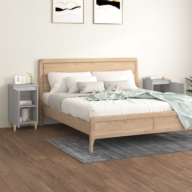 vidaXL 2 db szürke sonoma színű szerelt fa éjjeliszekrény 40x35x70 cm