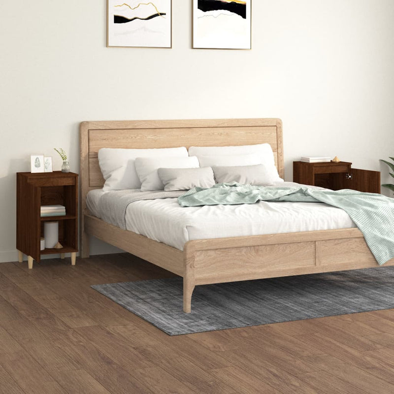 vidaXL 2 db barna tölgyszínű szerelt fa éjjeliszekrény 40x35x70 cm