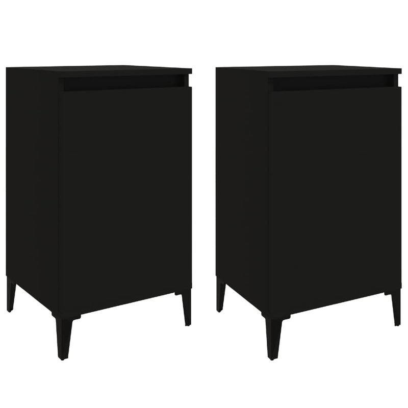 vidaXL 2 db fekete szerelt fa éjjeliszekrény 40x35x70 cm