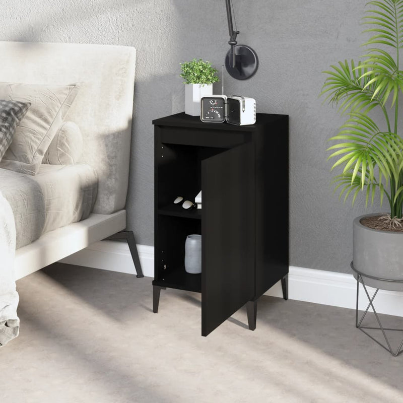 vidaXL 2 db fekete szerelt fa éjjeliszekrény 40x35x70 cm
