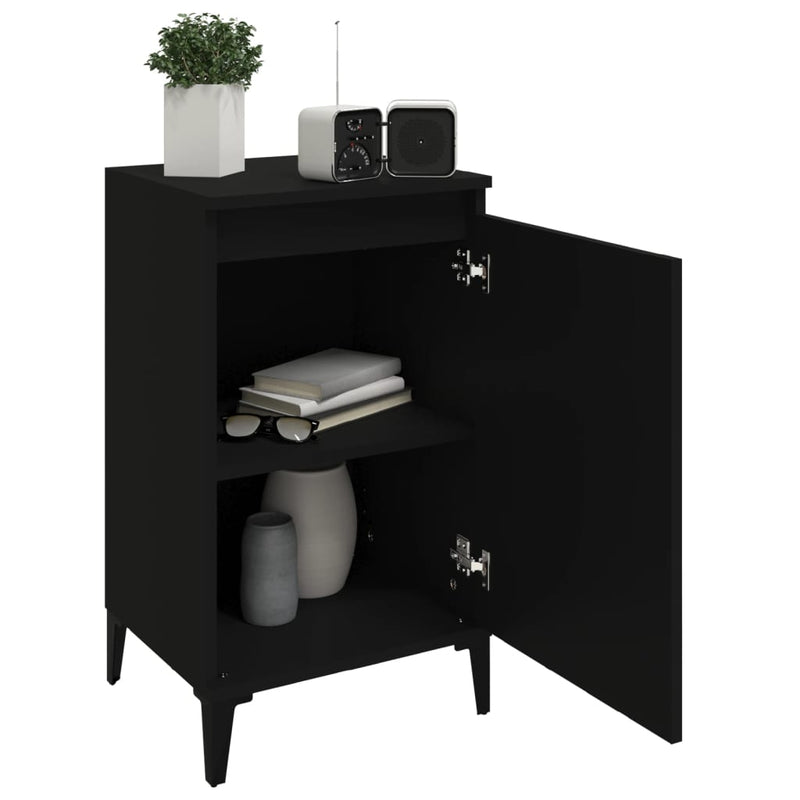 vidaXL 2 db fekete szerelt fa éjjeliszekrény 40x35x70 cm