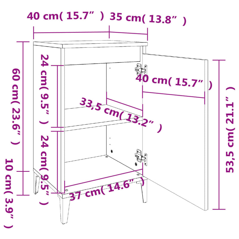vidaXL 2 db sonoma tölgy színű szerelt fa éjjeliszekrény 40x35x70 cm