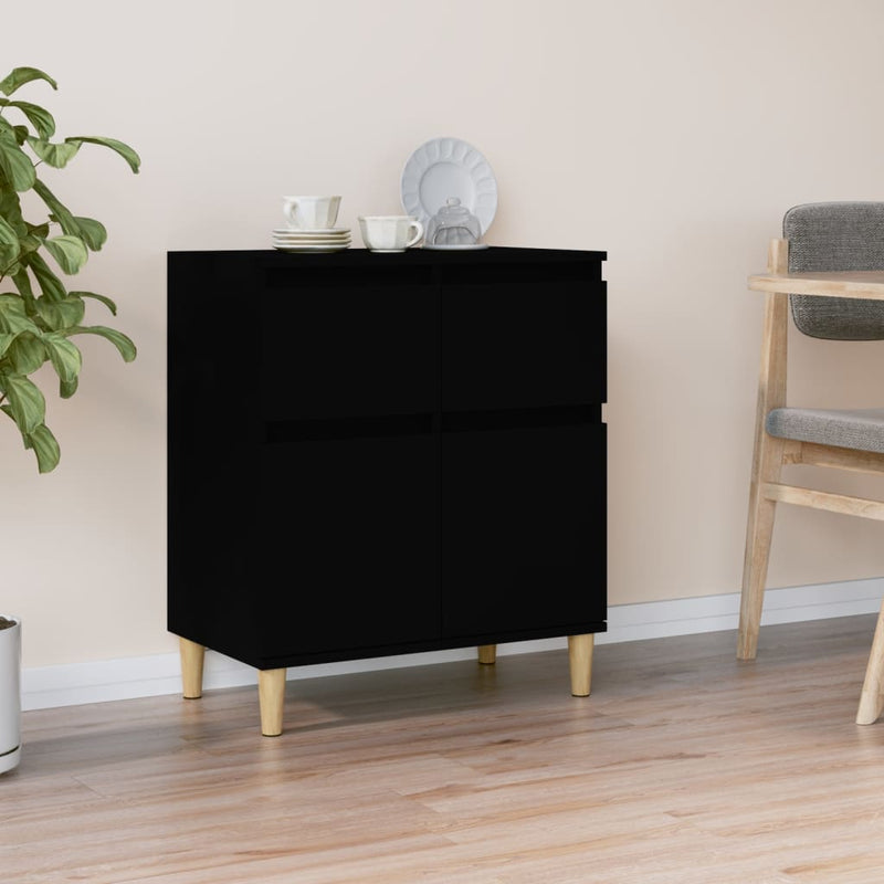 vidaXL fekete szerelt fa tálalószekrény 60 x 35 x70 cm