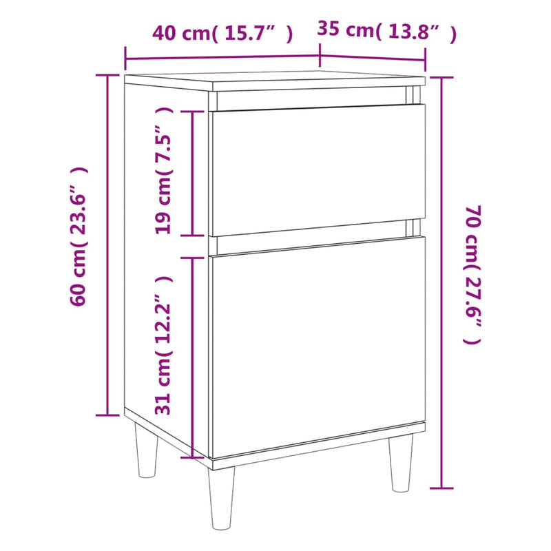 vidaXL betonszürke éjjeliszekrény 40 x 35 x 70 cm