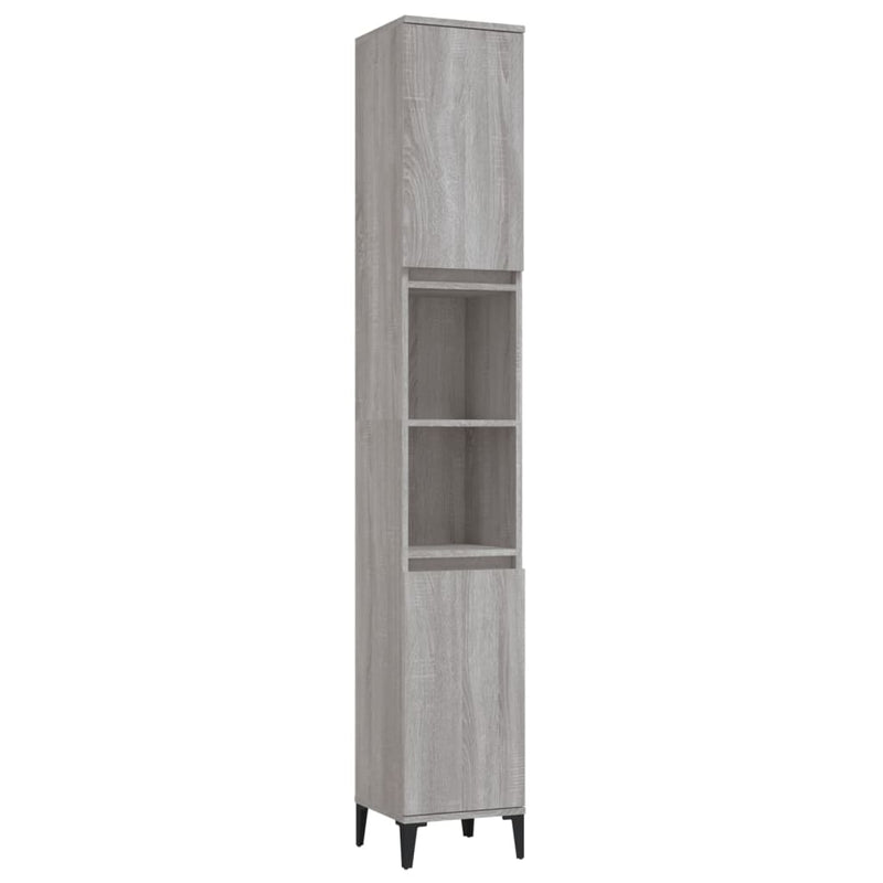 vidaXL szürke sonoma színű szerelt fa fürdőszobaszekrény 30x30x190 cm