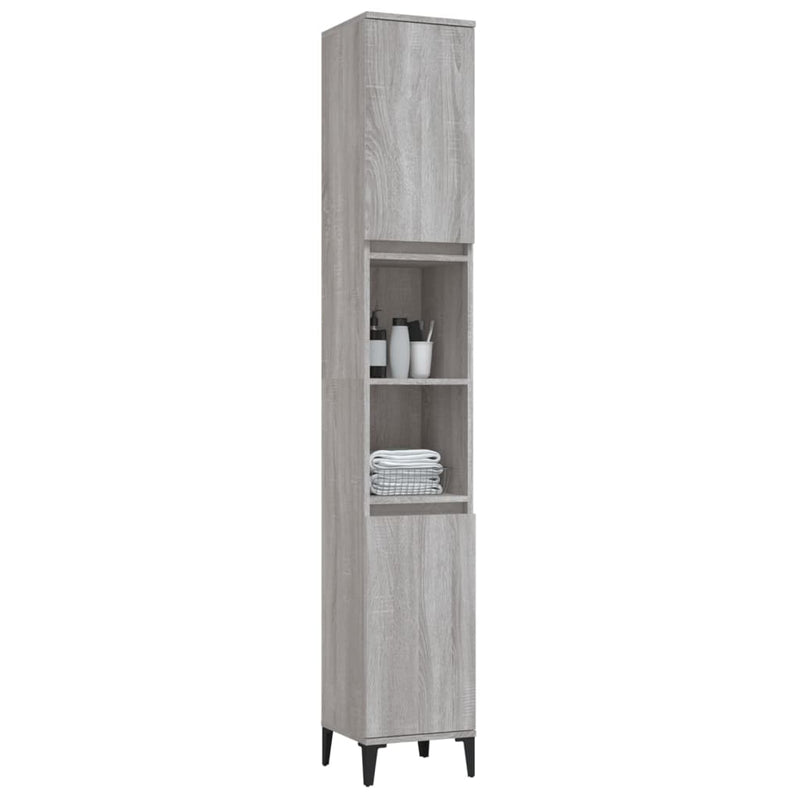vidaXL szürke sonoma színű szerelt fa fürdőszobaszekrény 30x30x190 cm