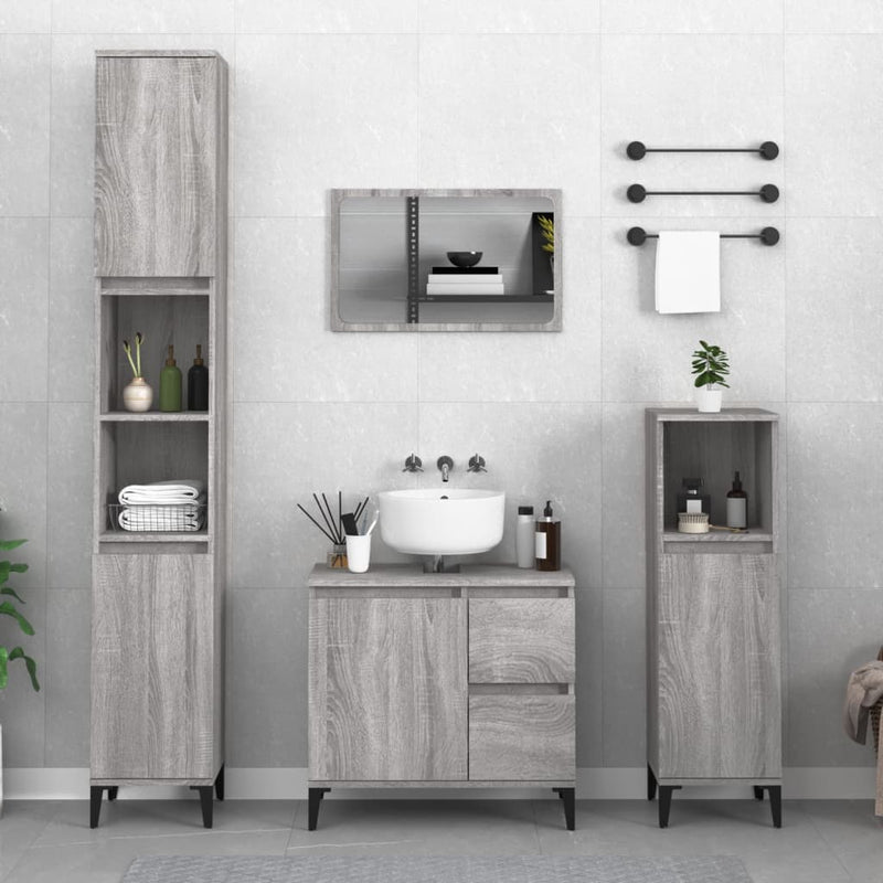 vidaXL szürke sonoma színű szerelt fa fürdőszobaszekrény 30x30x190 cm