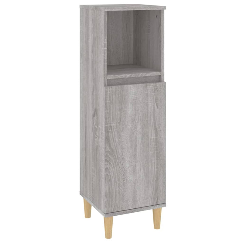 vidaXL szürke sonoma színű szerelt fa fürdőszobaszekrény 30x30x100 cm