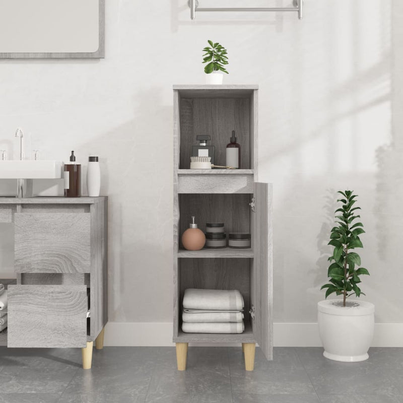 vidaXL szürke sonoma színű szerelt fa fürdőszobaszekrény 30x30x100 cm