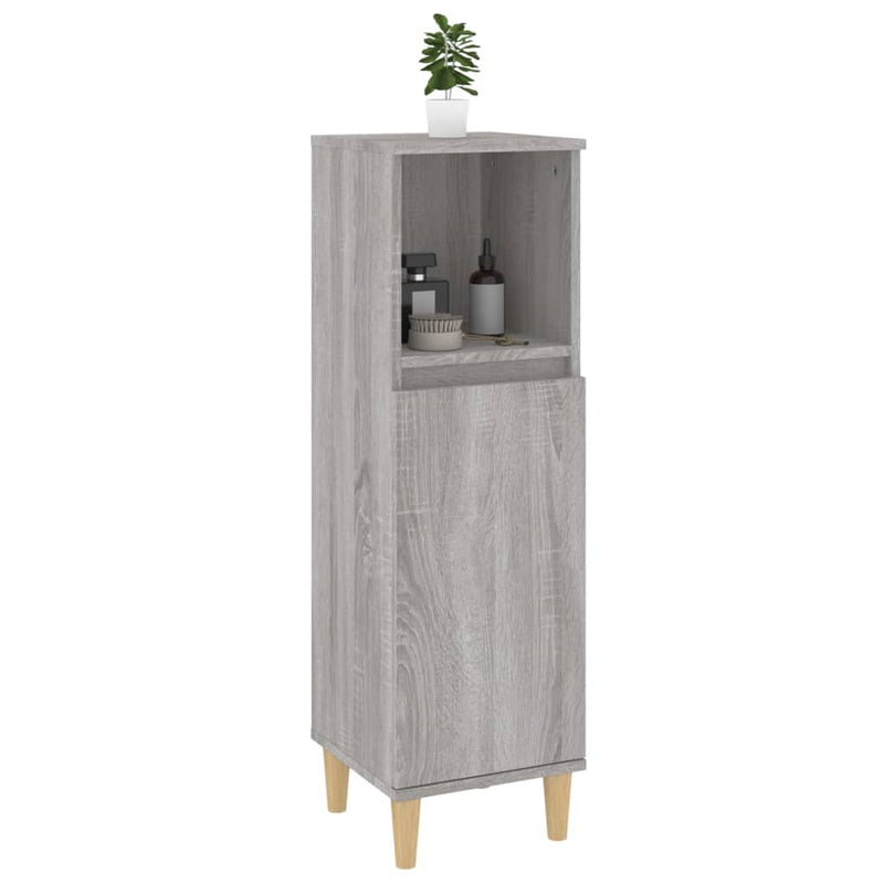 vidaXL szürke sonoma színű szerelt fa fürdőszobaszekrény 30x30x100 cm