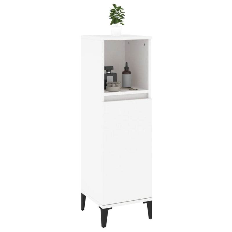 vidaXL fehér szerelt fa fürdőszobaszekrény 30 x 30 x 100 cm