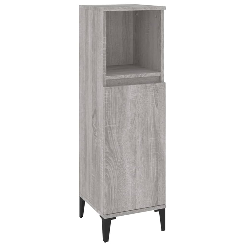vidaXL szürke sonoma színű szerelt fa fürdőszobaszekrény 30x30x100 cm