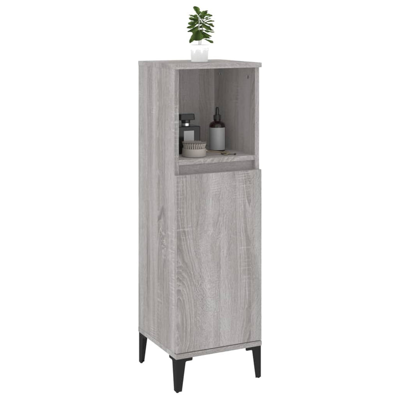 vidaXL szürke sonoma színű szerelt fa fürdőszobaszekrény 30x30x100 cm