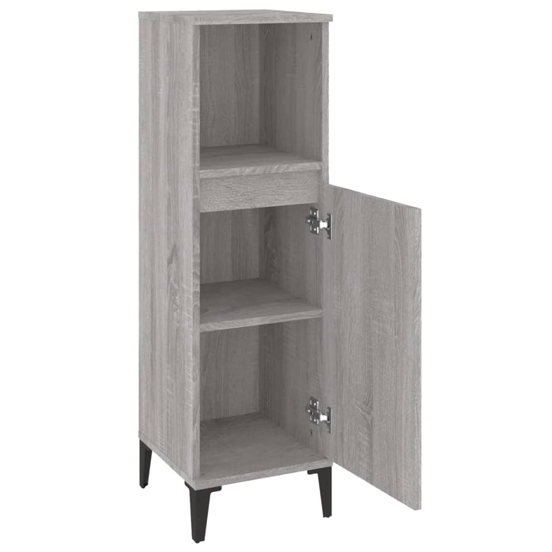 vidaXL szürke sonoma színű szerelt fa fürdőszobaszekrény 30x30x100 cm