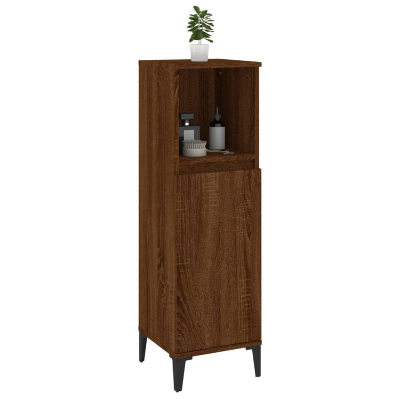 vidaXL barna tölgyszínű szerelt fa fürdőszobaszekrény 30x30x100 cm