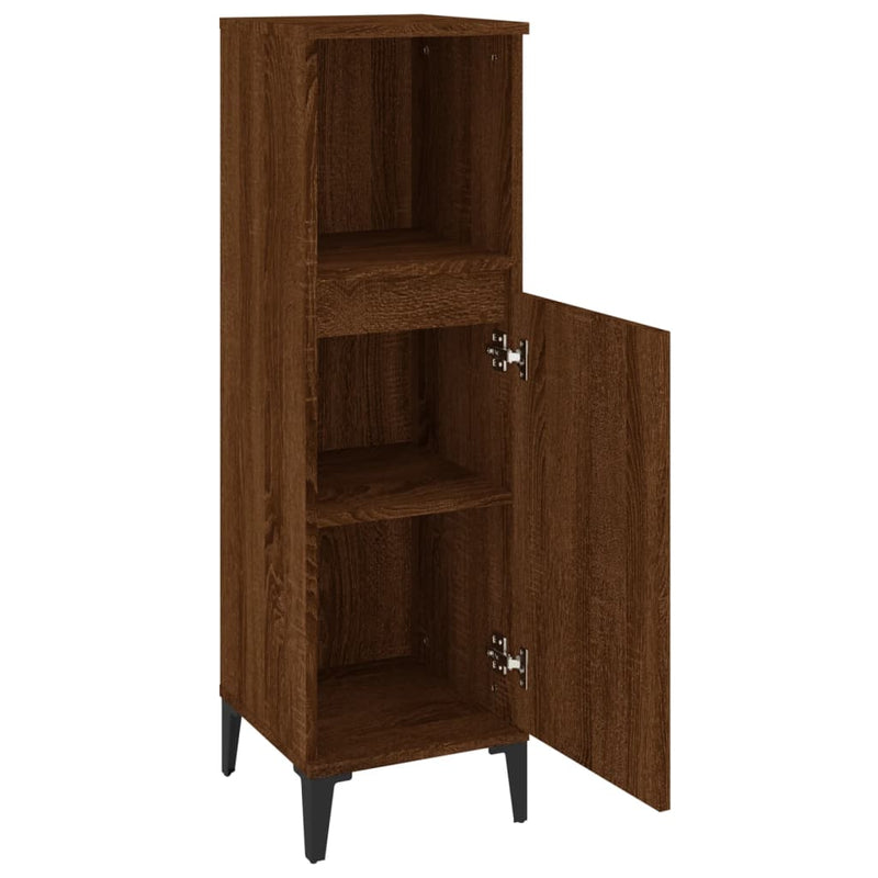 vidaXL barna tölgyszínű szerelt fa fürdőszobaszekrény 30x30x100 cm