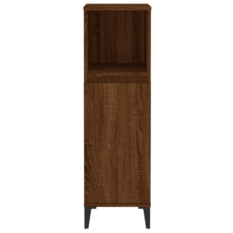 vidaXL barna tölgyszínű szerelt fa fürdőszobaszekrény 30x30x100 cm