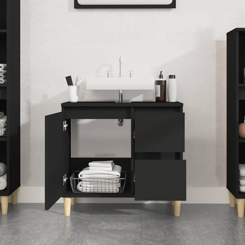 vidaXL fekete szerelt fa fürdőszobaszekrény 65 x 33 x 60 cm