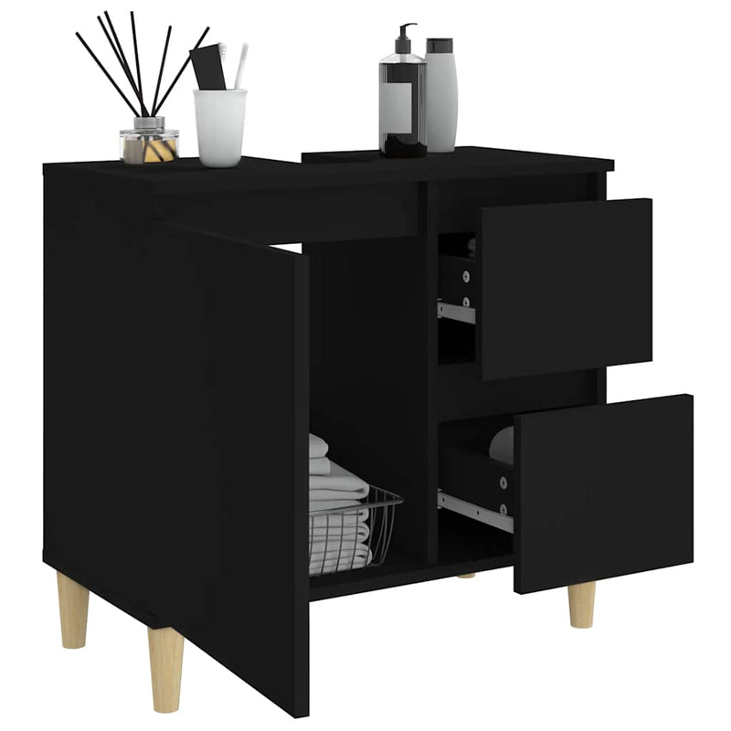 vidaXL fekete szerelt fa fürdőszobaszekrény 65 x 33 x 60 cm