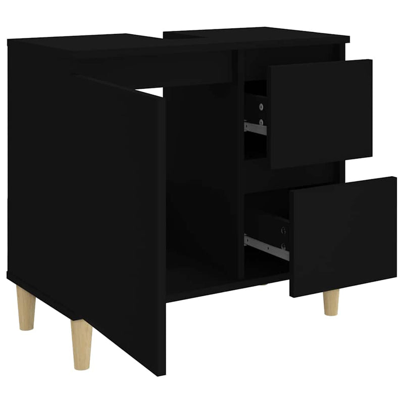 vidaXL fekete szerelt fa fürdőszobaszekrény 65 x 33 x 60 cm