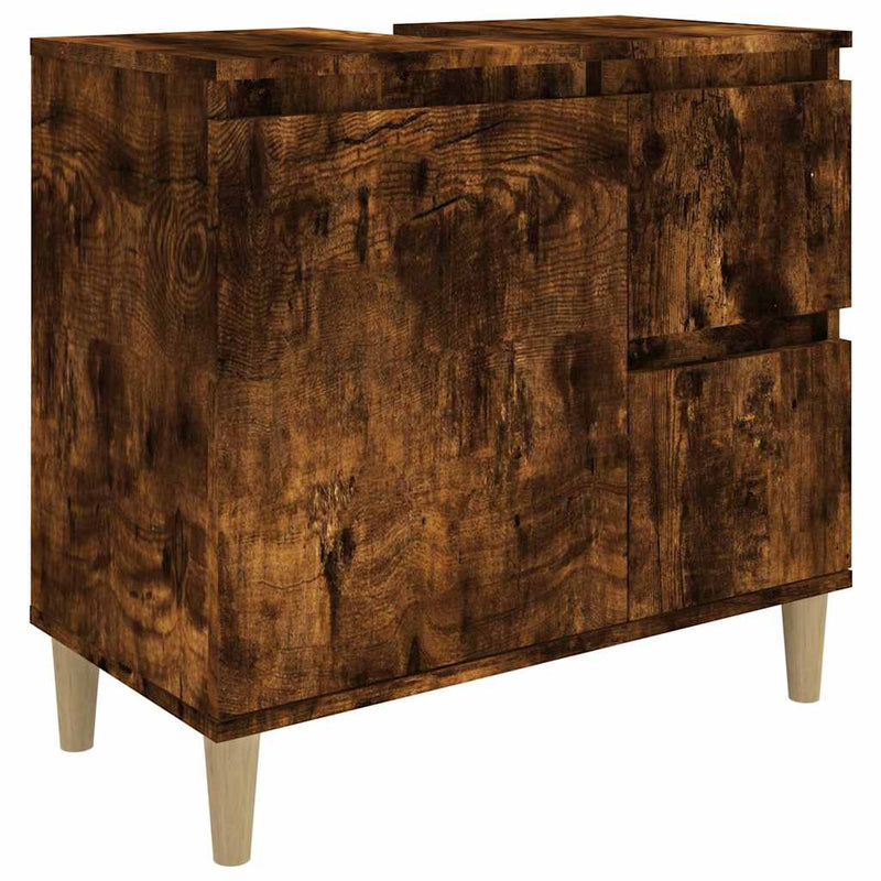 vidaXL füstös tölgy színű szerelt fa fürdőszobaszekrény 65x33x60 cm