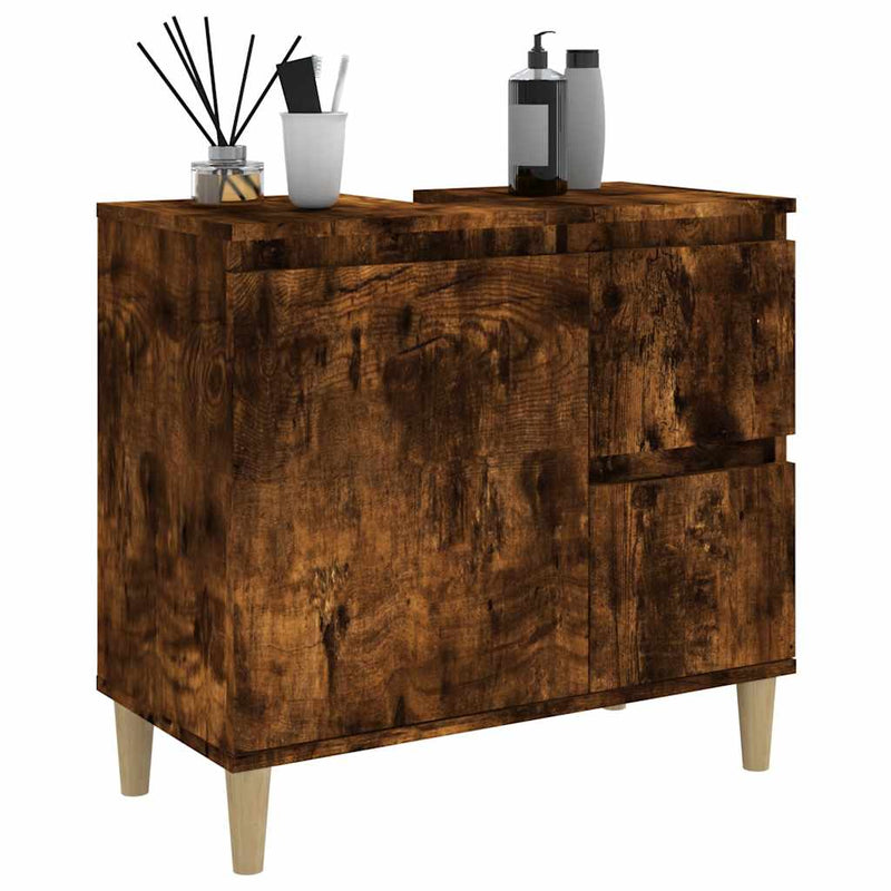 vidaXL füstös tölgy színű szerelt fa fürdőszobaszekrény 65x33x60 cm