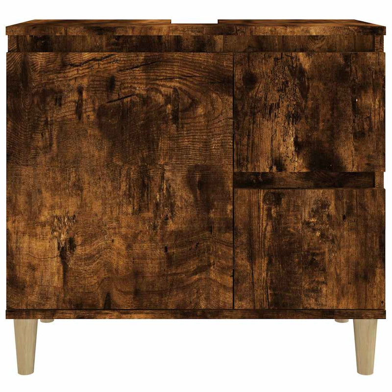 vidaXL füstös tölgy színű szerelt fa fürdőszobaszekrény 65x33x60 cm