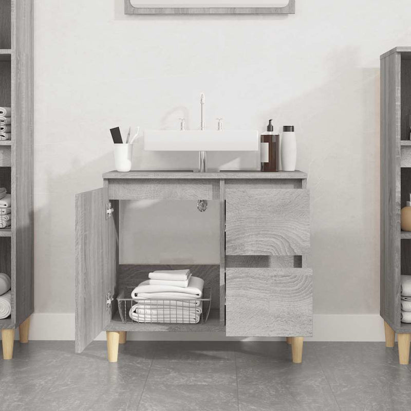 vidaXL szürke sonoma színű szerelt fa fürdőszobaszekrény 65x33x60 cm