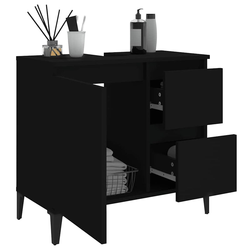 vidaXL fekete szerelt fa fürdőszobaszekrény 65 x 33 x 60 cm