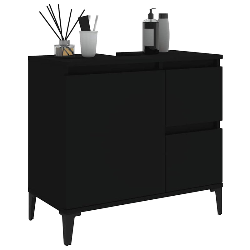 vidaXL fekete szerelt fa fürdőszobaszekrény 65 x 33 x 60 cm