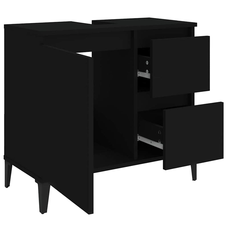vidaXL fekete szerelt fa fürdőszobaszekrény 65 x 33 x 60 cm
