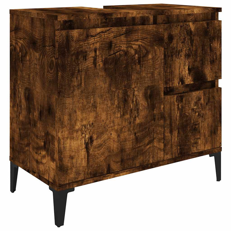 vidaXL füstös tölgy színű szerelt fa fürdőszobaszekrény 65x33x60 cm