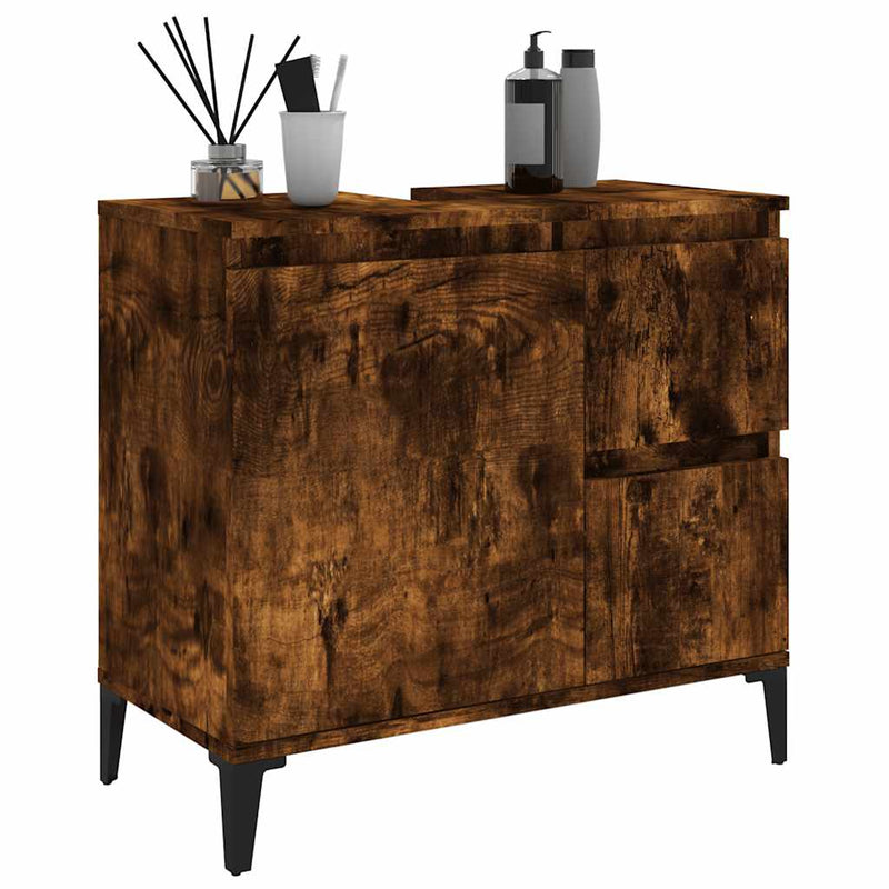 vidaXL füstös tölgy színű szerelt fa fürdőszobaszekrény 65x33x60 cm
