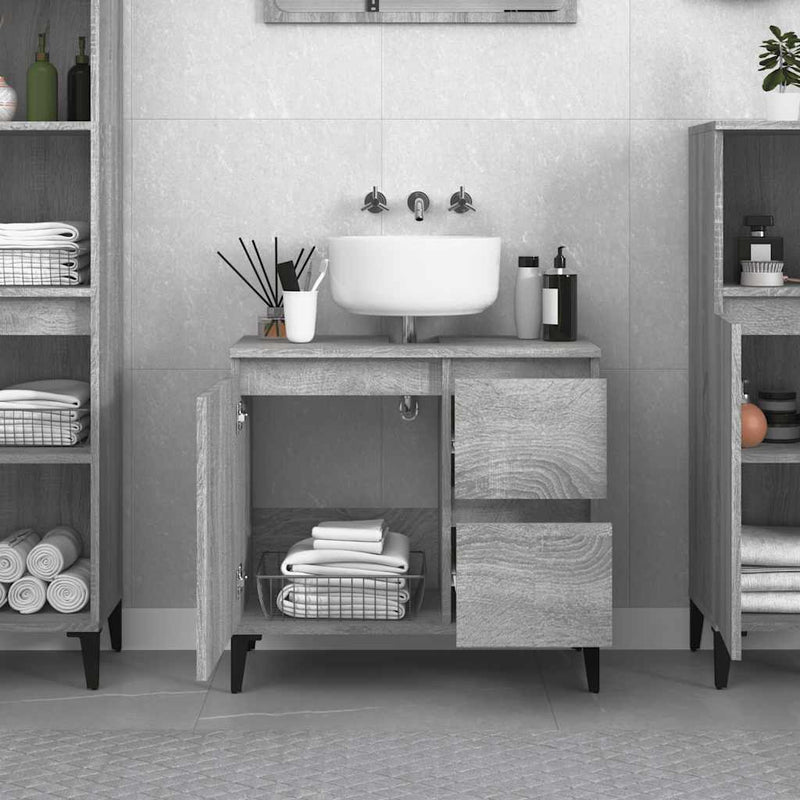 vidaXL szürke sonoma színű szerelt fa fürdőszobaszekrény 65x33x60 cm