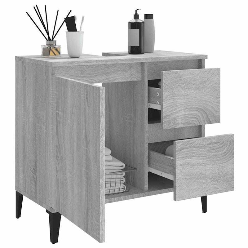 vidaXL szürke sonoma színű szerelt fa fürdőszobaszekrény 65x33x60 cm